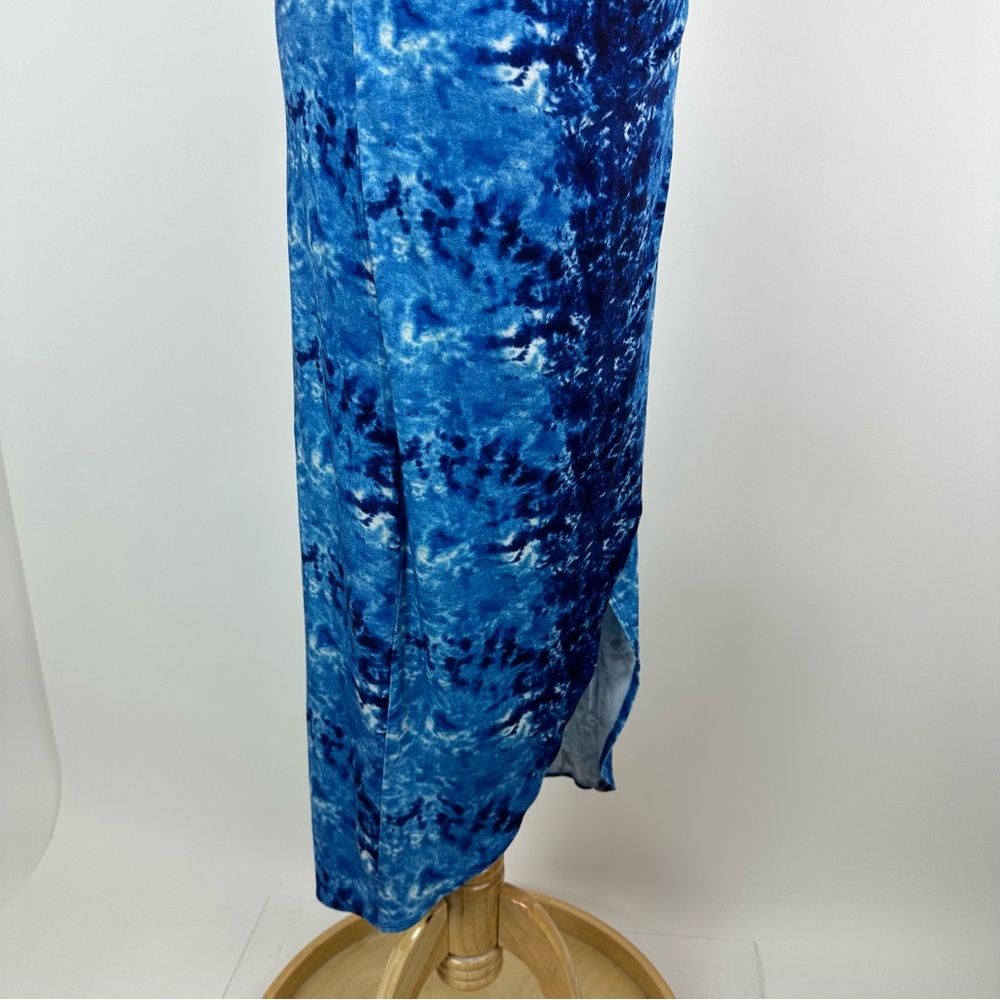 Reformation Jeans Blue Watercolor Kaila Wrap Tank Midi Dress Size Small - Picture 6 of 13